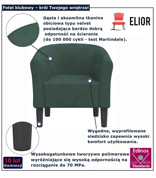 Ciemnozielony fotel welurowy do salonu Z3-Z67