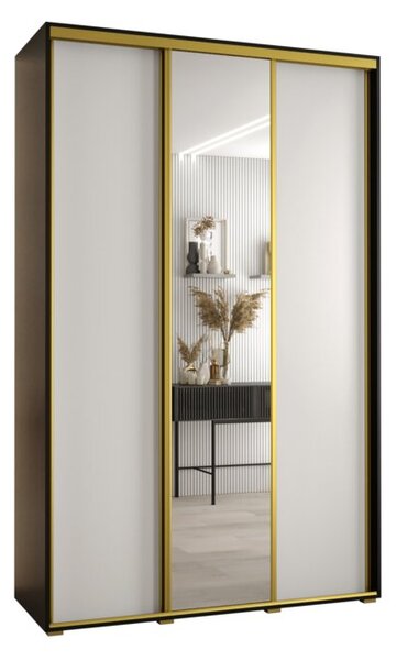 Szafa przesuwna wysoka Davos 3 150, gł. 60 cm czarny + biały + złoty
