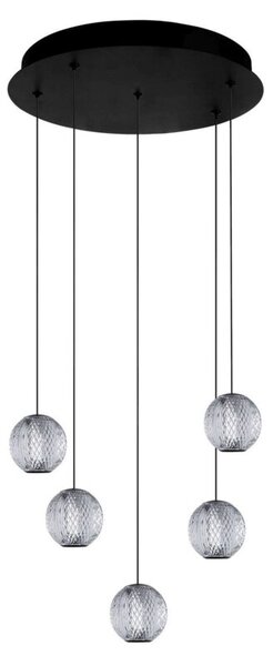 Nowoczesna lampa wisząca LED Azzardo Edem 5 Round BK 21W AZ6017 – czarna, energooszczędna do salonu i jadalni