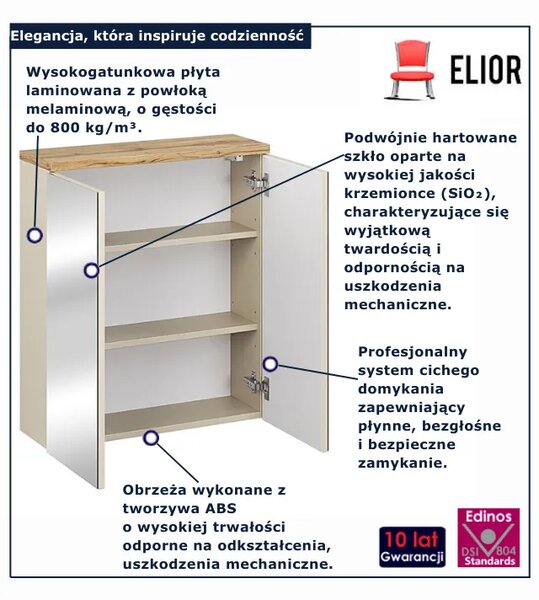 Kaszmirowa wisząca szafka łazienkowa z lustrem B3-F46