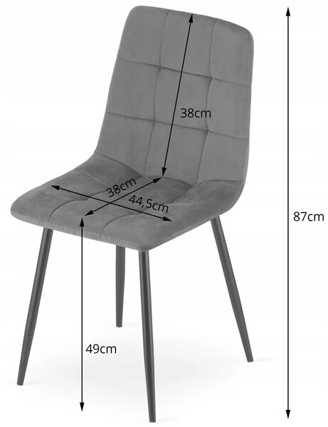 Zestaw 4 ciemnozielonych metalowych krzeseł welurowych L9-T01