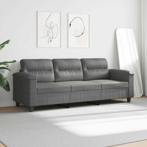 Sofa, 3-osobowa ciemnoszary, 180 cm, tapicerowana mikrofibrÄ