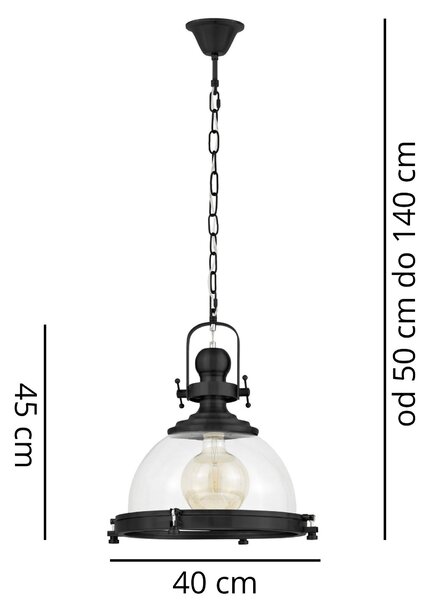 LAMPA WISZĄCA LOFT CZARNA FALCO