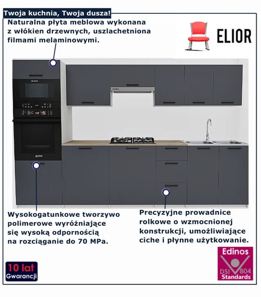 Antracytowy zestaw mebli kuchennych S9-L60
