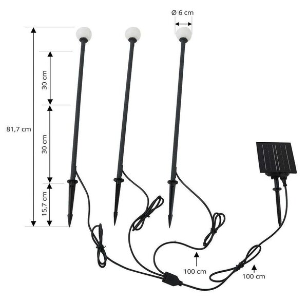 Lindby - Freydis Lampa z ogniwem słonecznym w/Kołek uziemiający 3 pcs. Czarny