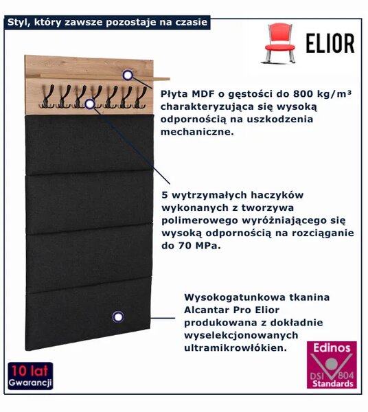 Tapicerowany ścienny wieszak 80 cm P5-B61