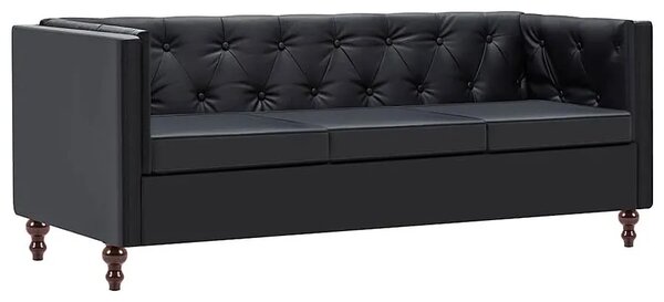 3-osobowa Sofa Majorka w stylu Chesterfield - czarna