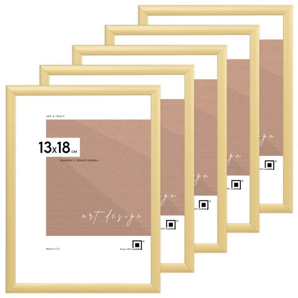 Ramka na zdjęcia 13x18 cm aluminiowa złota Zestaw 5 ramek 13x18 cm LUCA®
