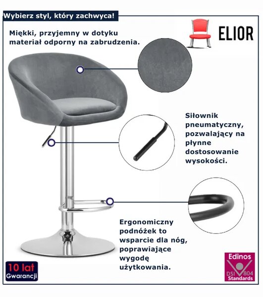 Popielaty hoker na chromowanej nodze M5-C24