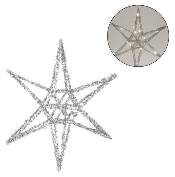 Świąteczna gwiazda STARLIGHT z oświetleniem LED 30 cm, srebrna