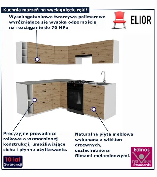 Meble kuchenne narożne dąb artisan P6-L09