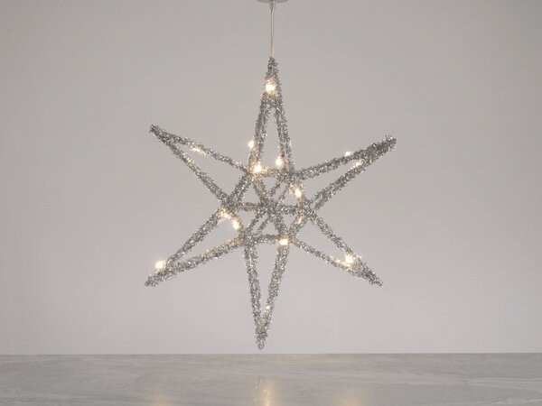 Świąteczna gwiazda STARLIGHT z oświetleniem LED 30 cm, srebrna
