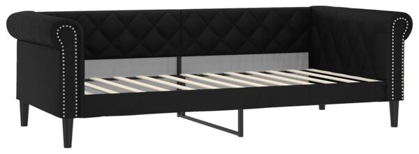 Sofa z funkcją spania, czarna, 80x200 cm, obita sztuczną skórą