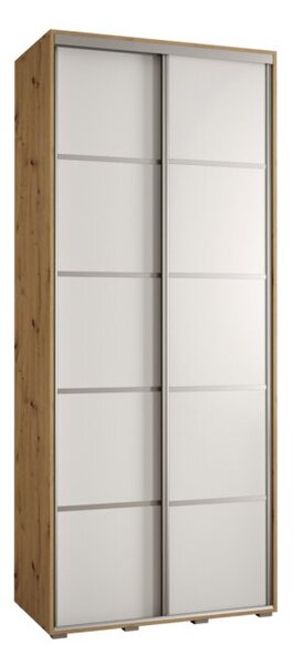 Szafa przesuwna wysoka Davos 4 120, gł. 60 cm artisan + biały + srebrny