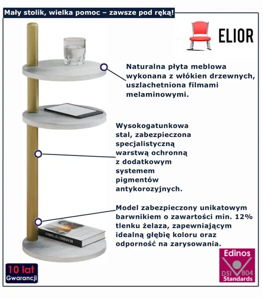 Stolik pomocniczy beton + złoty R0-R53
