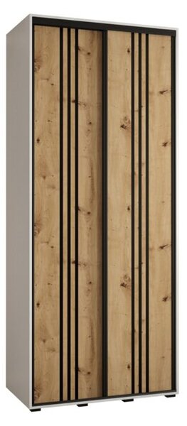 Szafa przesuwna wysoka Davos 6 110, gł. 60 cm biały + artisan + czarny