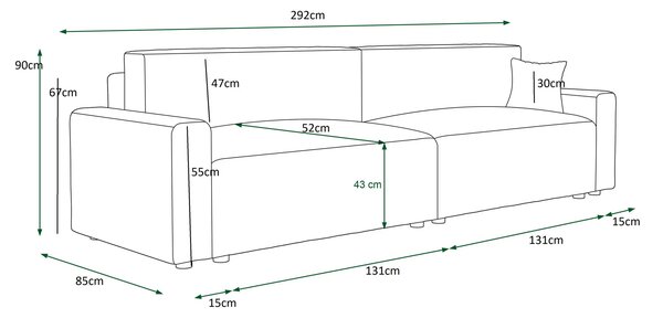 Musztardowa sztruksowa sofa z funkcją spania G3-D78