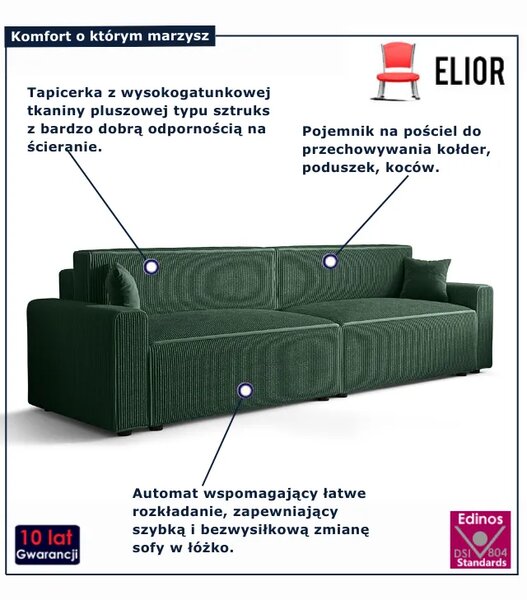 Ciemnozielona sofa z funkcją spania N5-A59