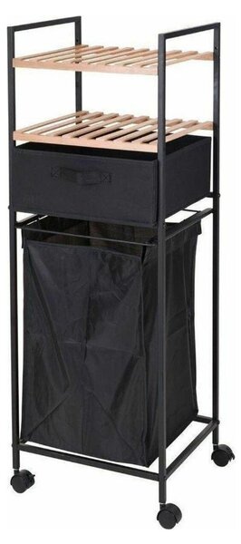 Mobilny kosz na pranie z półkami i szufladą GARMENT 38x105 cm