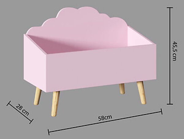 Różowy pojemnik na zabawki CLOUD