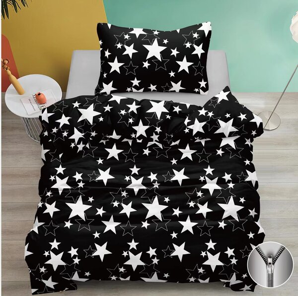 Bawełniana pościel STAR czarna Rozmiar pościeli: 70 x 90 cm | 140 x 200 cm