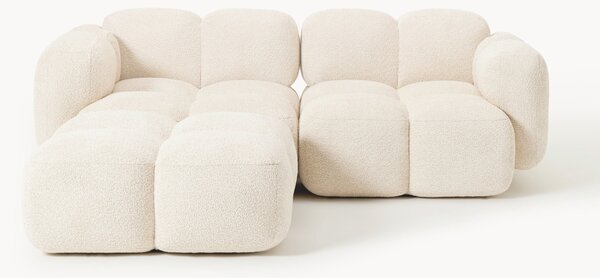 Sofa modułowa Teddy-Bouclé z pufem Tayla (2-osobowa, lewostronna/prawostronna)