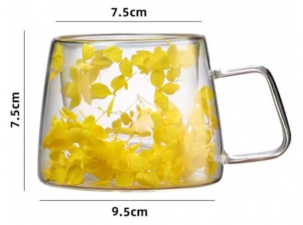 Szklanka termiczna z kwiatami w środku, hortensje 180 ML 1szt SZK155