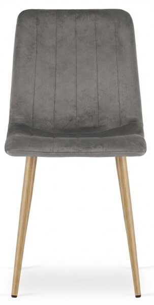 Szare aksamitowe krzesło LAVA PEWTER GREY