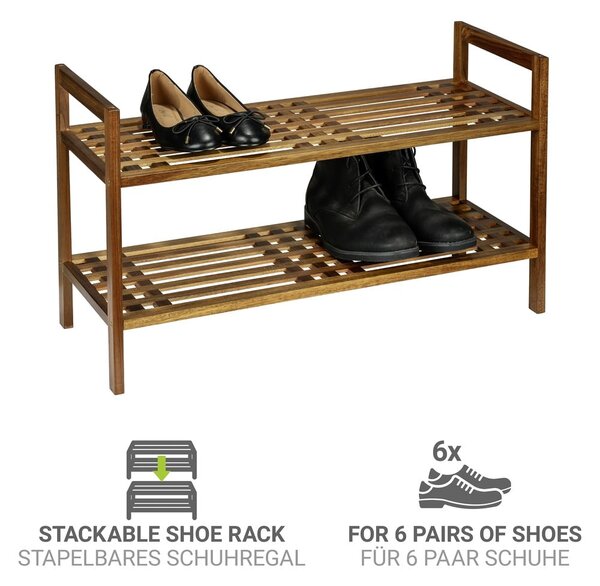 Regał na buty z litego drewna akacjowego w naturalnym kolorze 69x40,5x27 cm Fondi – Wenko