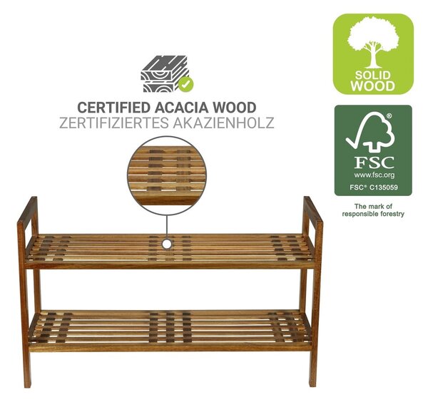 Regał na buty z litego drewna akacjowego w naturalnym kolorze 69x40,5x27 cm Fondi – Wenko
