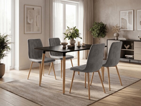 Szare aksamitowe krzesło LAVA PEWTER GREY