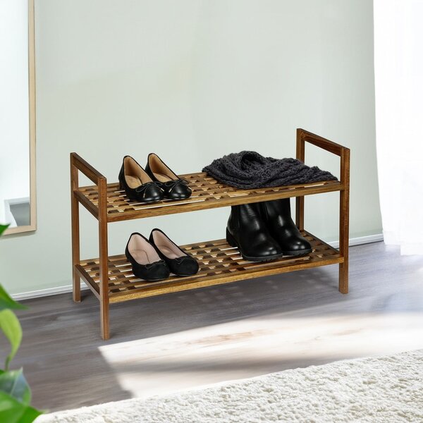 Regał na buty z litego drewna akacjowego w naturalnym kolorze 69x40,5x27 cm Fondi – Wenko
