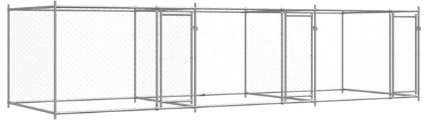 Klatka dla psa, z drzwiami, szara, 6x2x1,5 m, stal
