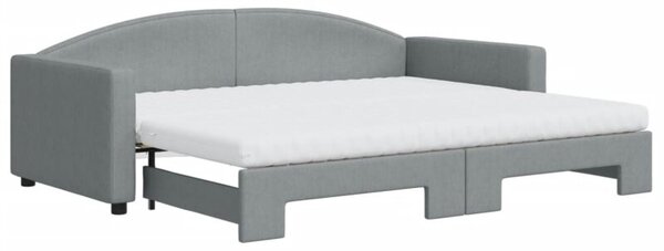 Sofa rozsuwana z materacami, jasnoszara, 90x200 cm, tkanina
