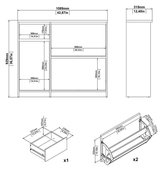 Uchylna szafka na buty w dekorze dębu w naturalnym kolorze 109x93x32 cm Naia – Tvilum