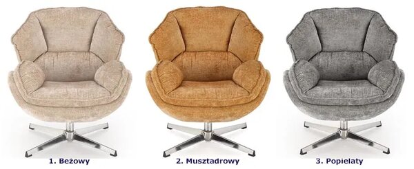 Musztardowy wypoczynkowy fotel obrotowy B8-Z12