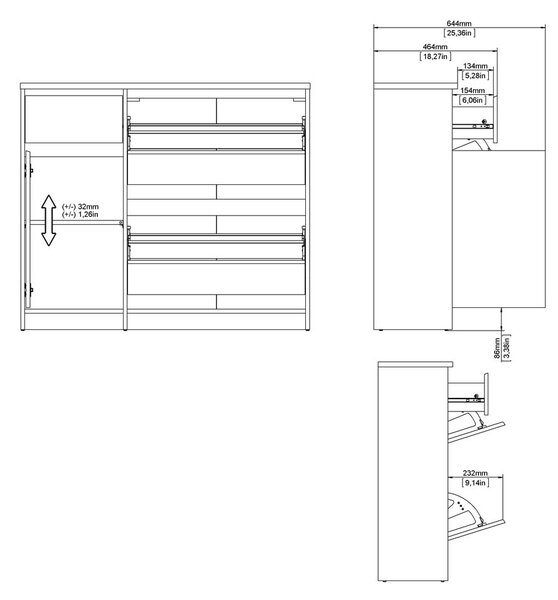 Uchylna szafka na buty w dekorze dębu w naturalnym kolorze 109x93x32 cm Naia – Tvilum