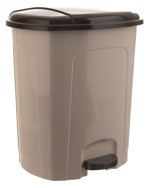 Brązowy plastikowy kosz na śmieci z pedałem 30 l – Orion