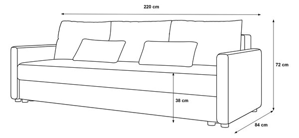 Szara welurowa sofa amerykanka z pojemnikiem M8-E16