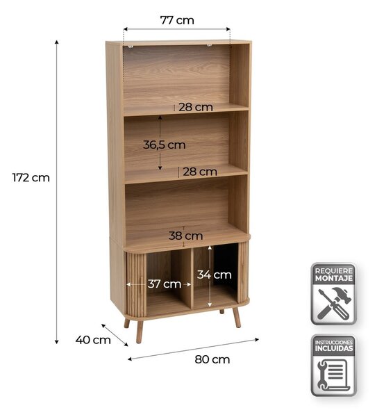 Regał w dekorze dębu w naturalnym kolorze 80x172x40 cm Elia – Casa Selección