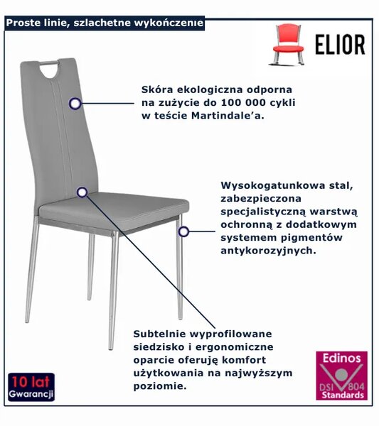 Popielate Metalowe Krzesło Tapicerowane T1-L42