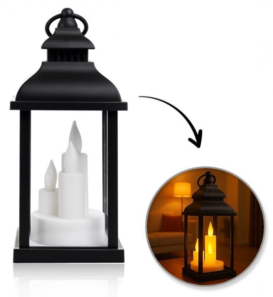 Lampion dekoracyjny LED z imitacją świec 10 x 22 cm - LAMP52CZ
