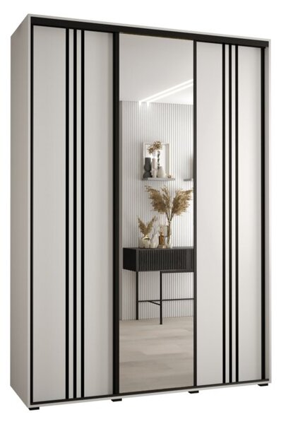 Szafa przesuwna wysoka Davos 7 180, gł. 45 cm biały + biały + czarny
