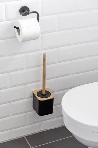 Czarna samoprzylepna bambusowa szczotka do WC Bambusa – Wenko