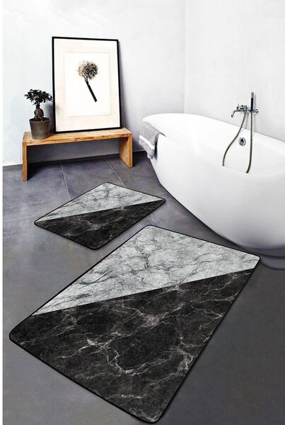 Czarno-białe dywaniki łazienkowe zestaw 2 szt. 60x100 cm – Mila Home