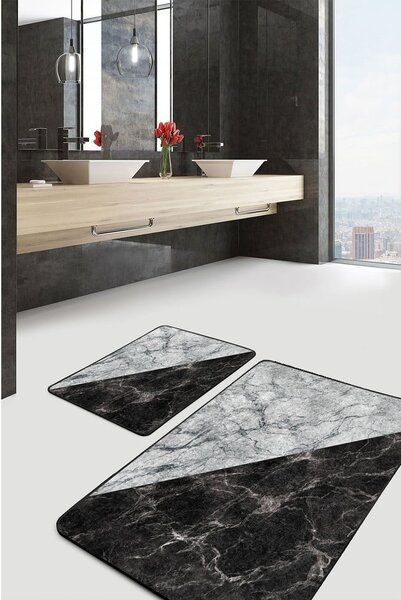 Czarno-białe dywaniki łazienkowe zestaw 2 szt. 60x100 cm – Mila Home