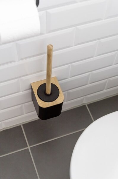 Czarna samoprzylepna bambusowa szczotka do WC Bambusa – Wenko