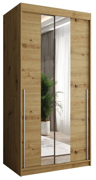 Szafa przesuwna z lustrem Garderoba SIMA T1 100 artisan + u. srebrny