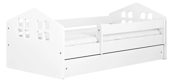 Białe łóżko dziecięce z materacem 80x140 W5-N28