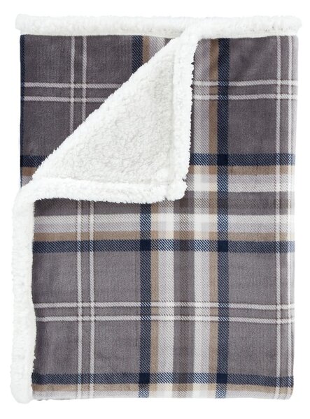 Szary koc z materiału sherpa 130x170 cm Kelso Check – Catherine Lansfield
